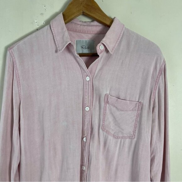 RAILS Ingrid Raw hem Shirt button up chambray Dusty Rose size Small Rayon - Picture 4 of 10